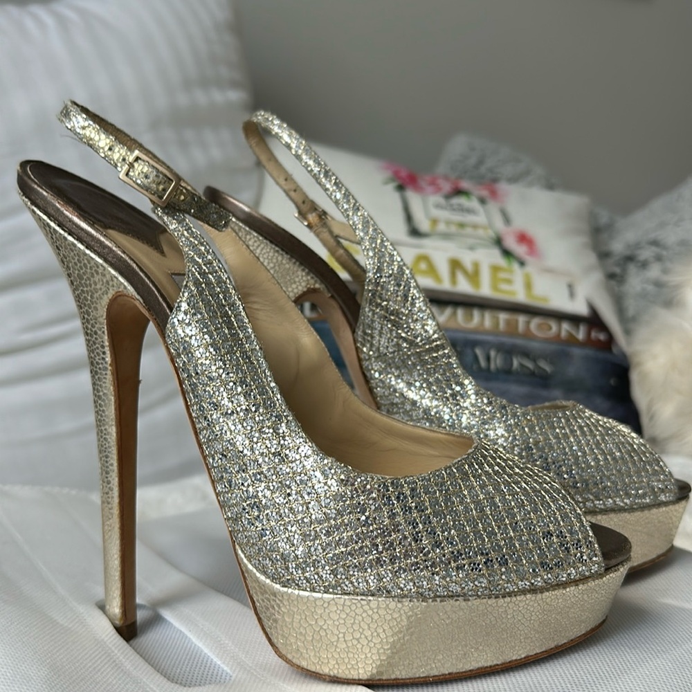 Jimmy Choo authentic metallic platform heels size 40